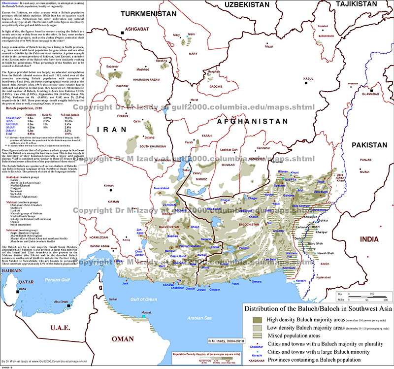 Baluch Ethnic Distribution in Southwest Asia