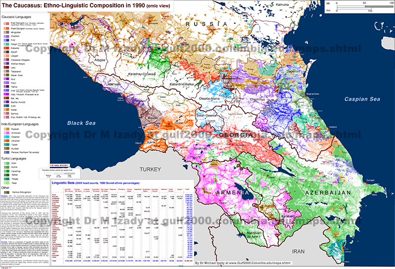 Caucasus, Ethno-Linguistic Makeup (detailed)
