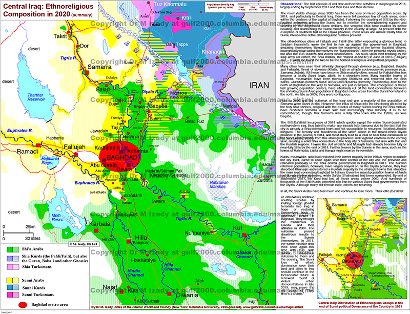 Central Iraq Ethno-Religious Makeup and Group Divisions in AD 2020 (detailed)