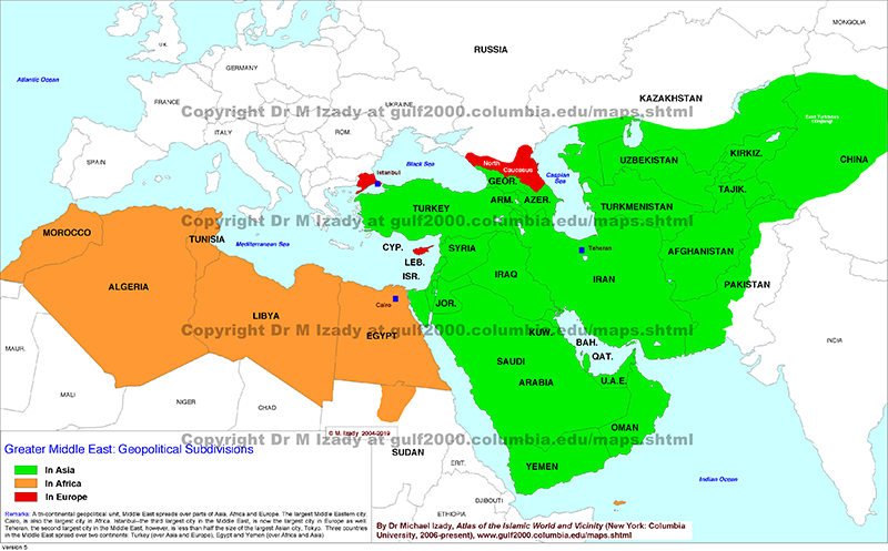 Greater Middle East, Geopolitical Subdivisions