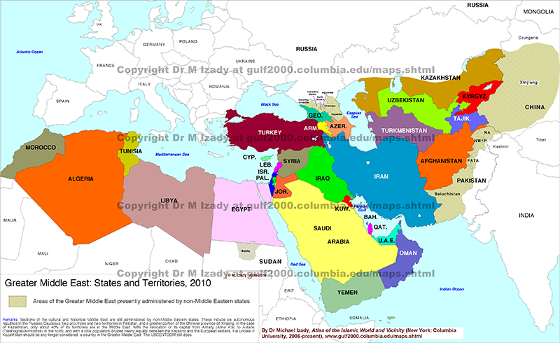 Greater Middle East, States and Territories