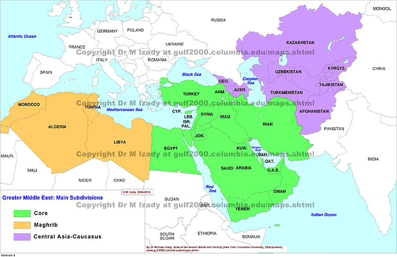 Greater Middle East, Primary Subdivisions