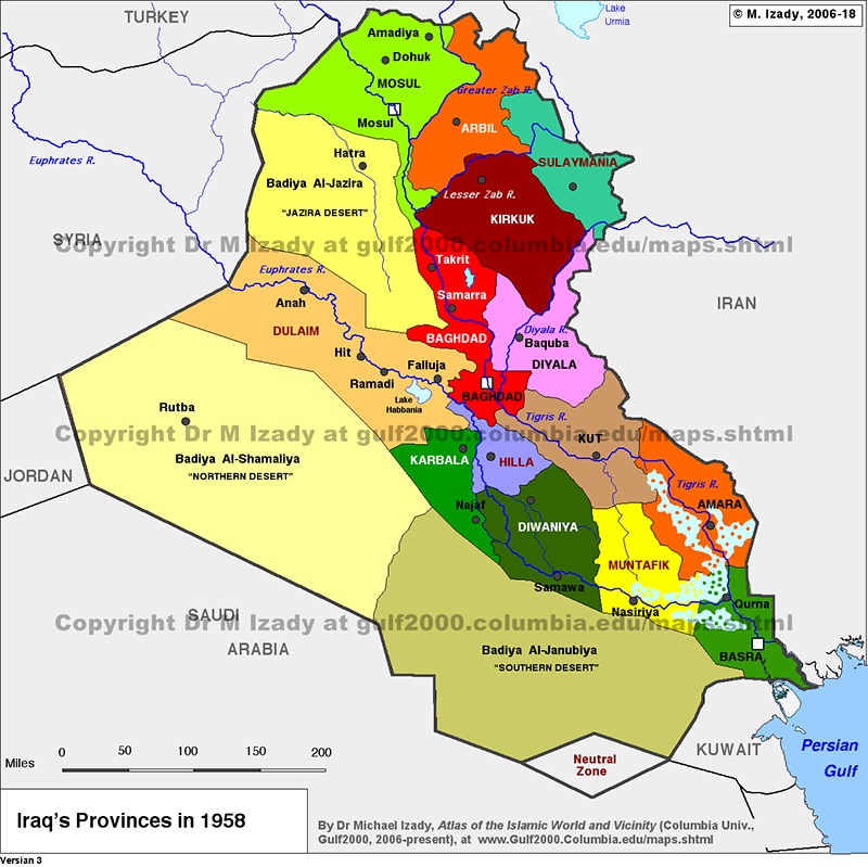 Provinces of Iraq, 1958