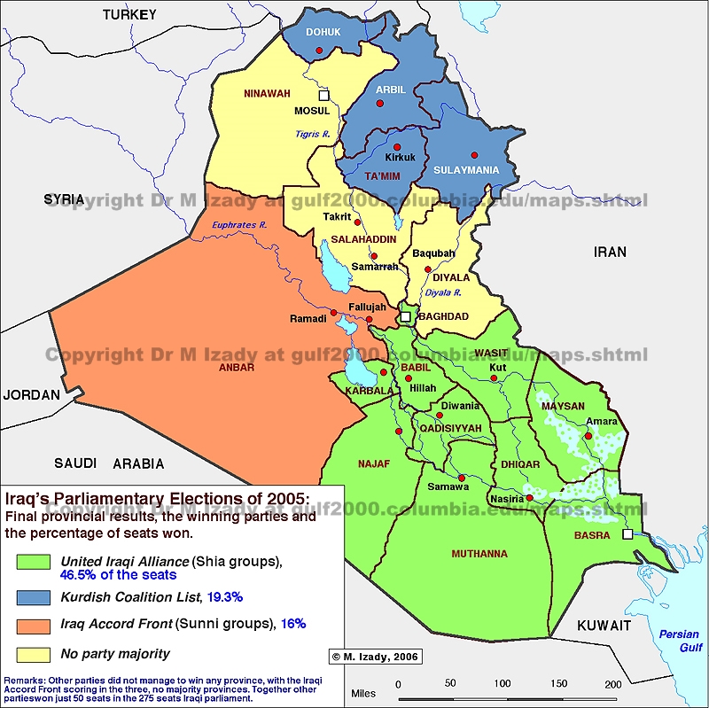 Iraqi Elections of 2005, Provincial Results