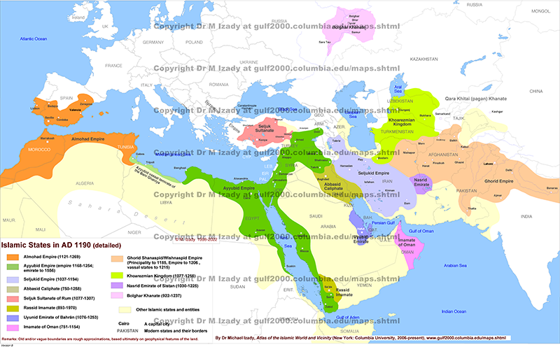 Islamic States in AD 1190 (detailed)