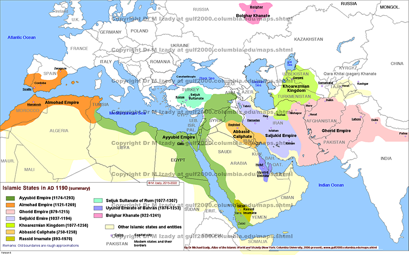 Islamic States in AD 1190 (summary)
