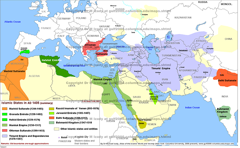 Islamic States ca. AD 1405 (summary)