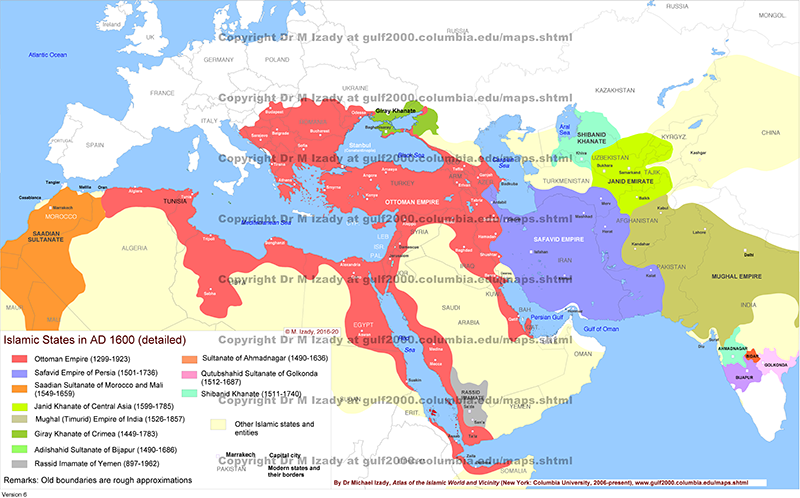 Islamic States ca. AD 1600 (detailed)