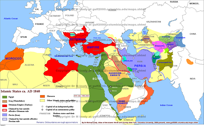 Islamic States ca. AD 1840 (summary)