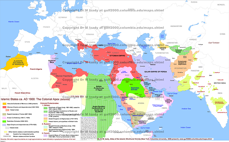 Islamic States in ca. AD 1900: The Colonial Apex (detailed)
