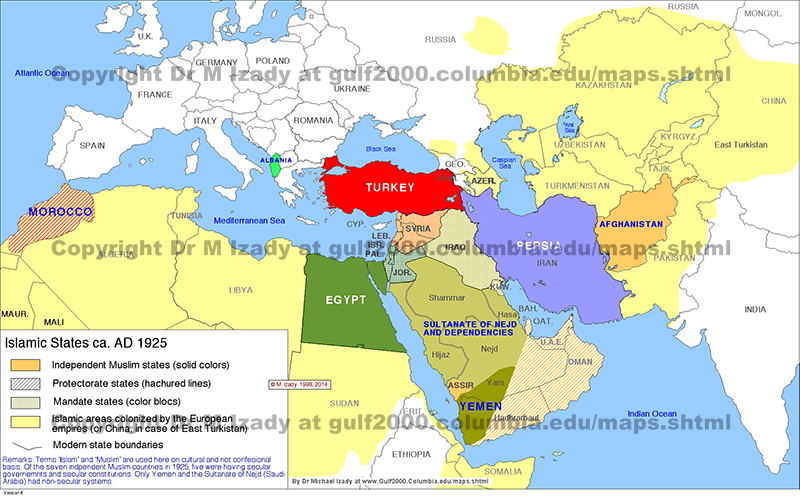Islamic States ca. AD 1925 (summary)