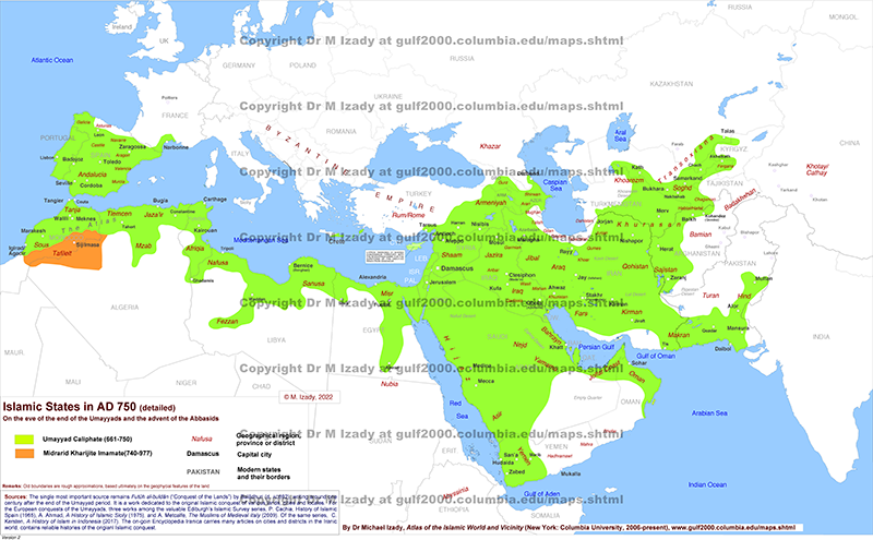 Islamic States in AD 750 (detailed)