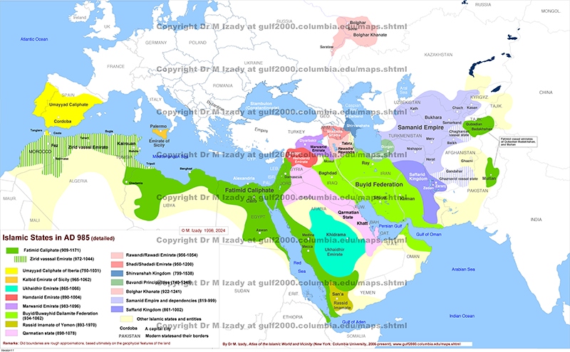 Islamic States in AD 985 (detailed)