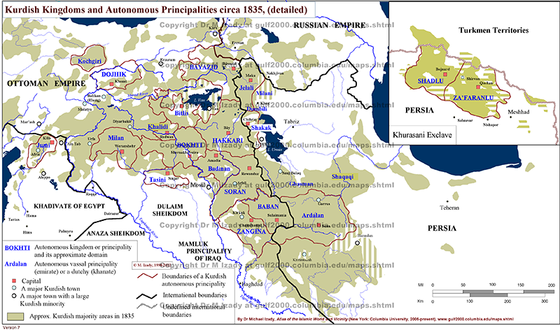 Kurdish states in 1835 (detailed)