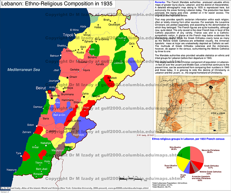 Lebanon, Ethno-Religious Composition in 1935