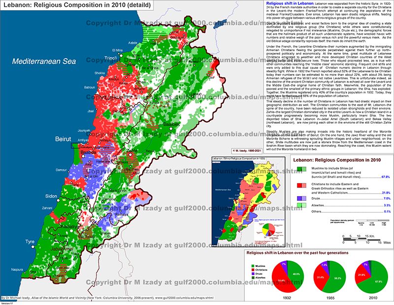 Lebanon Religious Composition in 2010 (detailed)