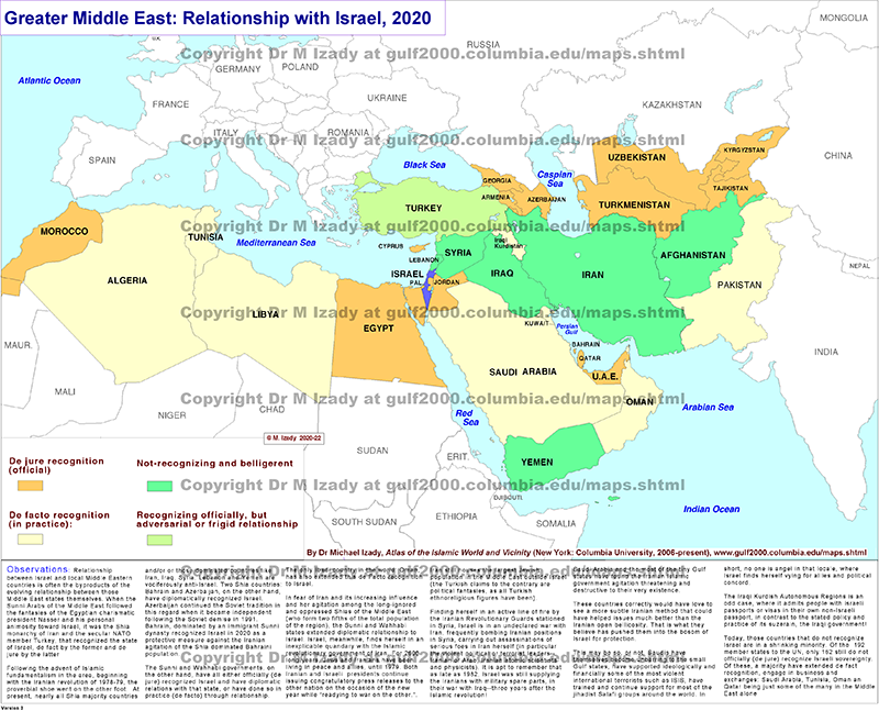 Greater Middle East and Relationship with Israel, 2020