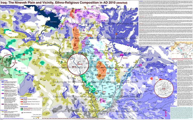 Iraq, Nineveh Plain and Vicinity, Ethno-Religious composition in 2010 (detailed)