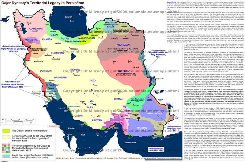 Iran, Qajar Dynasty Territorial Legacy