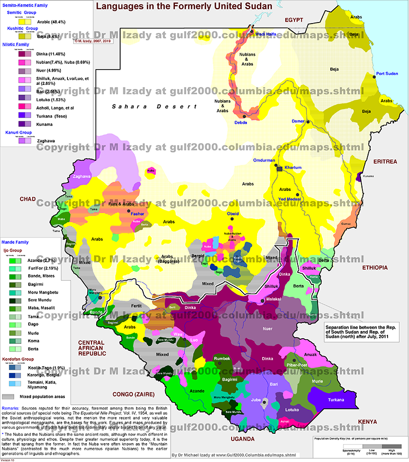 Sudan (formerly united), Languages